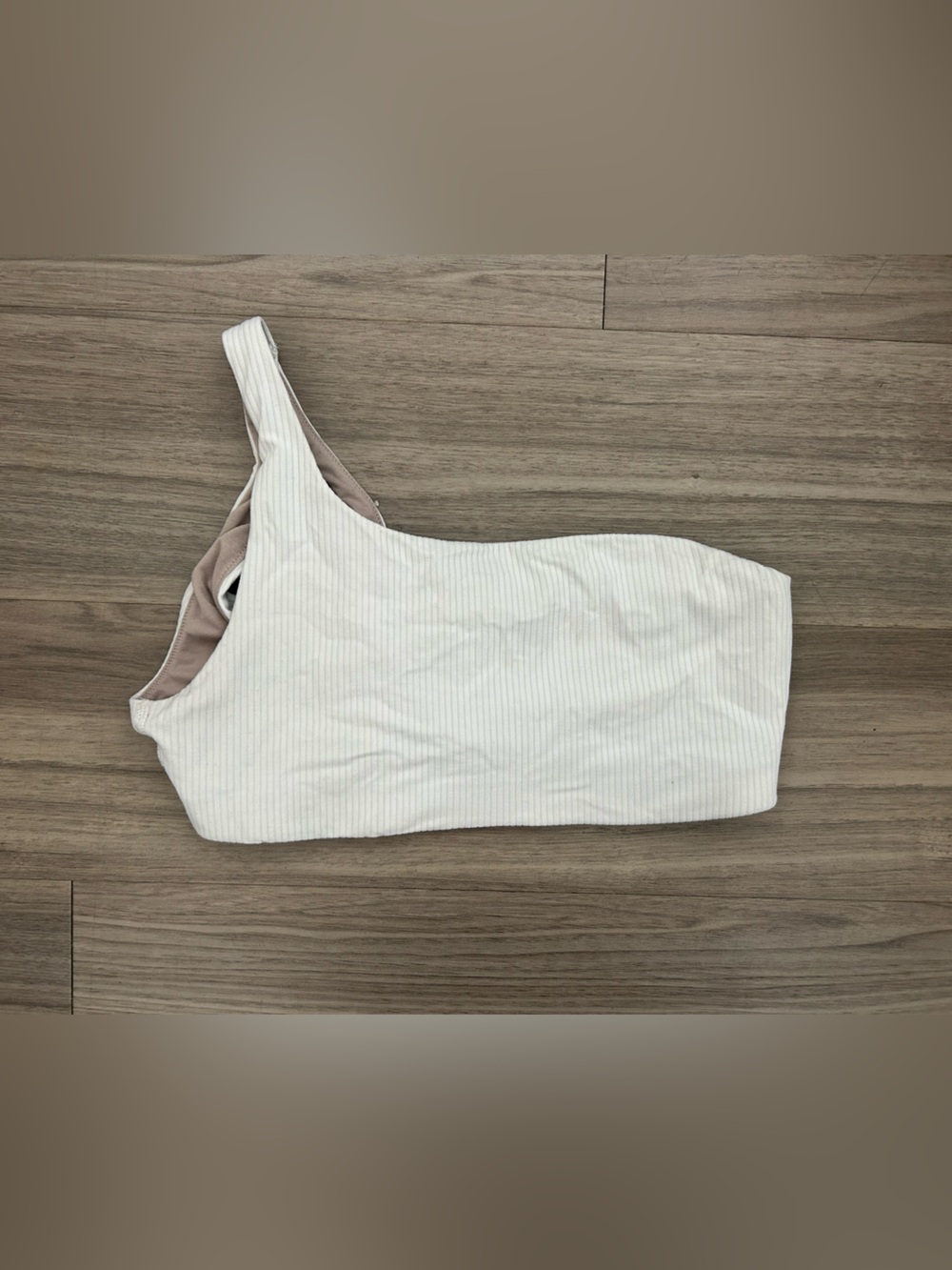Lululemon One-Shoulder Ribbed Crop Top in Cream